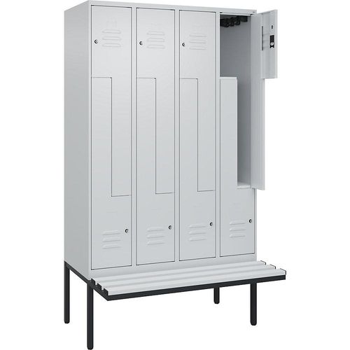 4067521116913 - Z-Spind Classic PLUS Sitzbank 4 Abteile lichtgrau B 1200 mm Zylinderschloss auskragend Kunststoff C+P