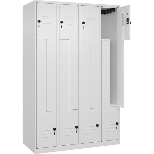 4067521320907 - Z-Spind Classic PLUS 4 Abteile verkehrsweiß B 1200 mm mit Bodengleitern Drehriegel 4067521320907 - Z-Spind Classic PLUS 4 Abteile verkehrsweiß B 1200 mm mit Bodengleitern Drehriegel