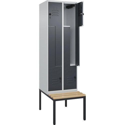 4067521118252 - Z-Spind Classic PLUS Sitzbank 2 Abteile lichtgrau grau B 600 mm Sicherheits-Drehriegel untergebaut Buche-Hartholz C+P 4067521118252 - Z-Spind Classic PLUS Sitzbank 2 Abteile lichtgrau grau B 600 mm Sicherheits-Drehriegel untergebaut Buche-Hartholz C+P