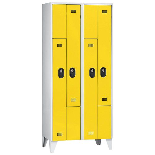 4250618246567 - Z-Garderobenschrank Fachhöhe 820 mm HxBxT 1850 x 800 x 500 mm Abteilbreite 400 mm Korpus-   Türfarbe Lichtgrau   Zinkgelb