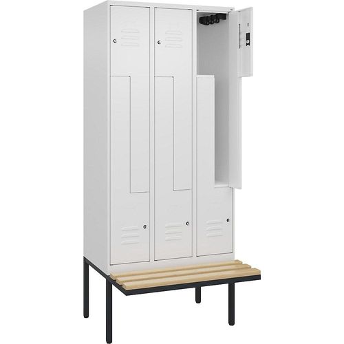 4067521115466 - Z-Spind Classic PLUS Sitzbank 3 Abteile verkehrsweiß B 900 mm Zylinderschloss auskragend Buche-Hartholz C+P 4067521115466 - Z-Spind Classic PLUS Sitzbank 3 Abteile verkehrsweiß B 900 mm Zylinderschloss auskragend Buche-Hartholz C+P