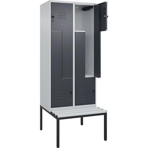 4067521119150 - Z-Spind Classic PLUS Sitzbank 2 Abteile lichtgrau grau B 800 mm Sicherheits-Drehriegel untergebaut Kunststoff C+P 4067521119150 - Z-Spind Classic PLUS Sitzbank 2 Abteile lichtgrau grau B 800 mm Sicherheits-Drehriegel untergebaut Kunststoff C+P