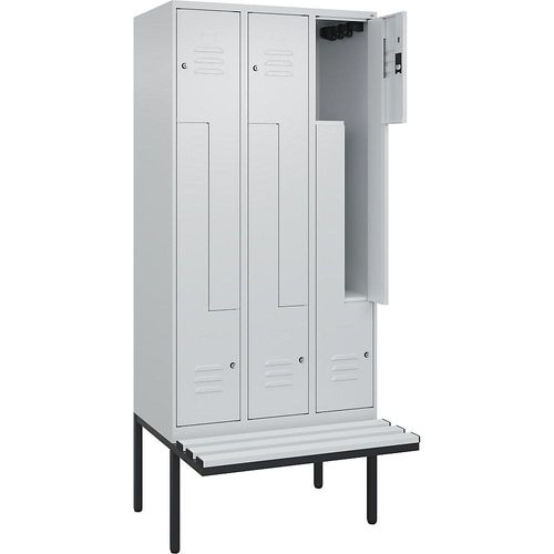 4067521115718 - Z-Spind Classic PLUS Sitzbank 3 Abteile lichtgrau B 900 mm Zylinderschloss auskragend Kunststoff C+P 4067521115718 - Z-Spind Classic PLUS Sitzbank 3 Abteile lichtgrau B 900 mm Zylinderschloss auskragend Kunststoff C+P