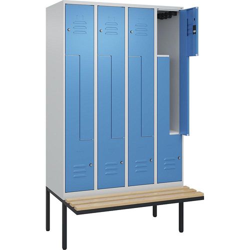 4067521116562 - Z-Spind Classic PLUS Sitzbank 4 Abteile lichtgrau lichtblau B 1200 mm Zylinderschloss auskragend Buche-Hartholz C+P 4067521116562 - Z-Spind Classic PLUS Sitzbank 4 Abteile lichtgrau lichtblau B 1200 mm Zylinderschloss auskragend Buche-Hartholz C+P