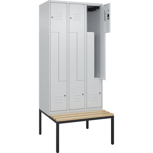 4067521119617 - Z-Spind Classic PLUS Sitzbank 3 Abteile lichtgrau B 900 mm Zylinderschloss untergebaut Buche-Hartholz C+P 4067521119617 - Z-Spind Classic PLUS Sitzbank 3 Abteile lichtgrau B 900 mm Zylinderschloss untergebaut Buche-Hartholz C+P