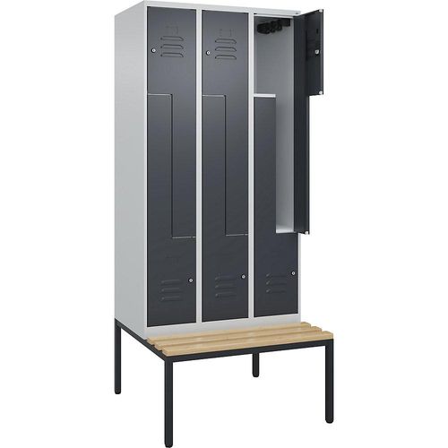 4067521119600 - Z-Spind Classic PLUS Sitzbank 3 Abteile lichtgrau grau B 900 mm Zylinderschloss untergebaut Buche-Hartholz C+P 4067521119600 - Z-Spind Classic PLUS Sitzbank 3 Abteile lichtgrau grau B 900 mm Zylinderschloss untergebaut Buche-Hartholz C+P