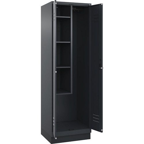 4066681660656 - Putzmittelspind Classic PLUS 1 Abteil Trennwand mittig verkürzt grau B 600 mm mit Bodensockel Drehriegel C+P