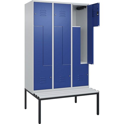 4067521120453 - Z-Spind Classic PLUS Sitzbank 3 Abteile lichtgrau enzianblau B 1200 mm Zylinderschloss untergebaut Kunststoff C+P 4067521120453 - Z-Spind Classic PLUS Sitzbank 3 Abteile lichtgrau enzianblau B 1200 mm Zylinderschloss untergebaut Kunststoff C+P