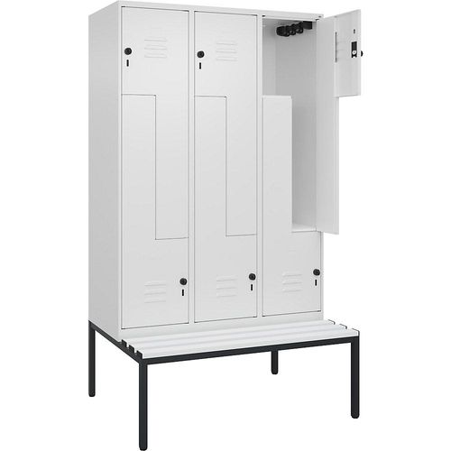 4067521120415 - Z-Spind Classic PLUS Sitzbank 3 Abteile verkehrsweiß B 1200 mm Sicherheits-Drehriegel untergebaut Kunststoff C+P 4067521120415 - Z-Spind Classic PLUS Sitzbank 3 Abteile verkehrsweiß B 1200 mm Sicherheits-Drehriegel untergebaut Kunststoff C+P