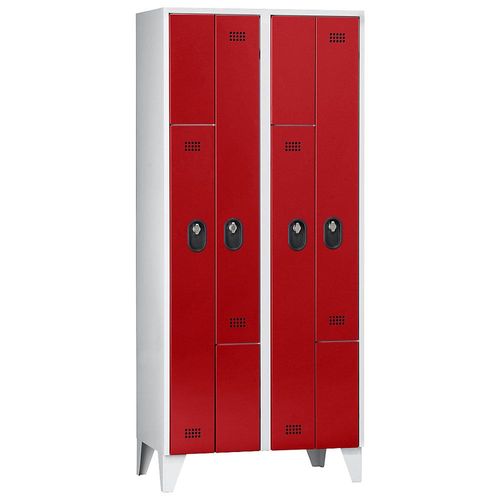 4250618246574 - Z-Garderobenschrank Fachhöhe 820 mm HxBxT 1850 x 800 x 500 mm Abteilbreite 400 mm Korpus- Türfarbe Lichtgrau Feuerrot 4250618246574 - Z-Garderobenschrank Fachhöhe 820 mm HxBxT 1850 x 800 x 500 mm Abteilbreite 400 mm Korpus- Türfarbe Lichtgrau Feuerrot