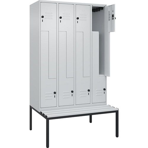 4067521120965 - Z-Spind Classic PLUS Sitzbank 4 Abteile lichtgrau B 1200 mm Sicherheits-Drehriegel untergebaut Kunststoff C+P 4067521120965 - Z-Spind Classic PLUS Sitzbank 4 Abteile lichtgrau B 1200 mm Sicherheits-Drehriegel untergebaut Kunststoff C+P