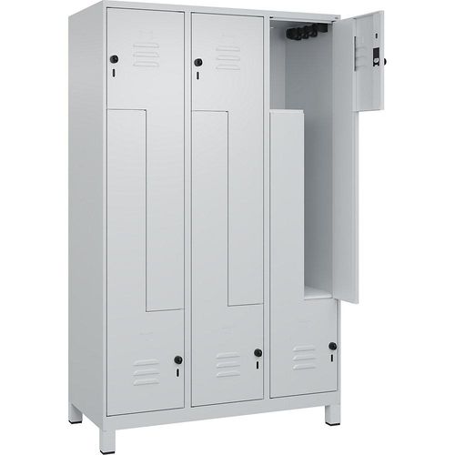 4066681915428 - Z-Spind Classic PLUS 3 Abteile lichtgrau B 1200 mm mit Füßen Drehriegel