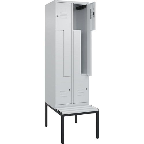 4067521118719 - Z-Spind Classic PLUS Sitzbank 2 Abteile lichtgrau B 600 mm Zylinderschloss untergebaut Kunststoff C+P 4067521118719 - Z-Spind Classic PLUS Sitzbank 2 Abteile lichtgrau B 600 mm Zylinderschloss untergebaut Kunststoff C+P