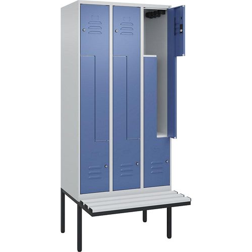 4067521115671 - Z-Spind Classic PLUS Sitzbank 3 Abteile lichtgrau fernblau B 900 mm Zylinderschloss auskragend Kunststoff C+P 4067521115671 - Z-Spind Classic PLUS Sitzbank 3 Abteile lichtgrau fernblau B 900 mm Zylinderschloss auskragend Kunststoff C+P