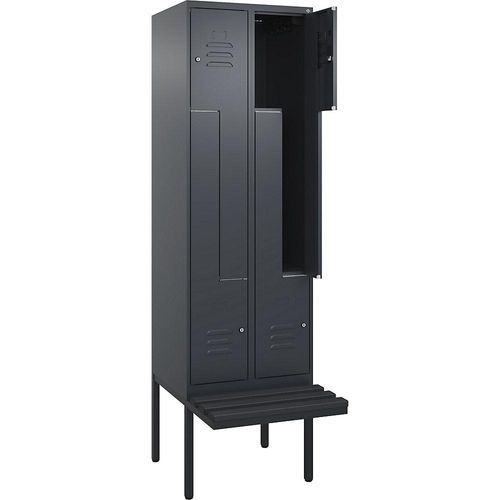 4067521114544 - Z-Spind Classic PLUS Sitzbank 2 Abteile grau B 600 mm Zylinderschloss auskragend Kunststoff C+P