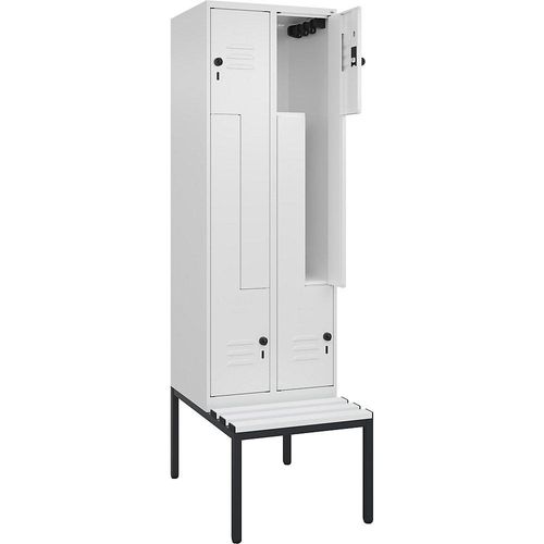 4067521118610 - Z-Spind Classic PLUS Sitzbank 2 Abteile verkehrsweiß B 600 mm Sicherheits-Drehriegel untergebaut Kunststoff C+P 4067521118610 - Z-Spind Classic PLUS Sitzbank 2 Abteile verkehrsweiß B 600 mm Sicherheits-Drehriegel untergebaut Kunststoff C+P