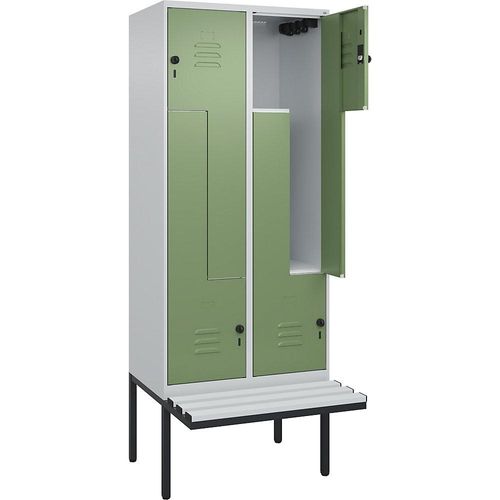 4067521114933 - Z-Spind Classic PLUS Sitzbank 2 Abteile lichtgrau resedagrün B 800 mm Sicherheits-Drehriegel auskragend Kunststoff C+P 4067521114933 - Z-Spind Classic PLUS Sitzbank 2 Abteile lichtgrau resedagrün B 800 mm Sicherheits-Drehriegel auskragend Kunststoff C+P