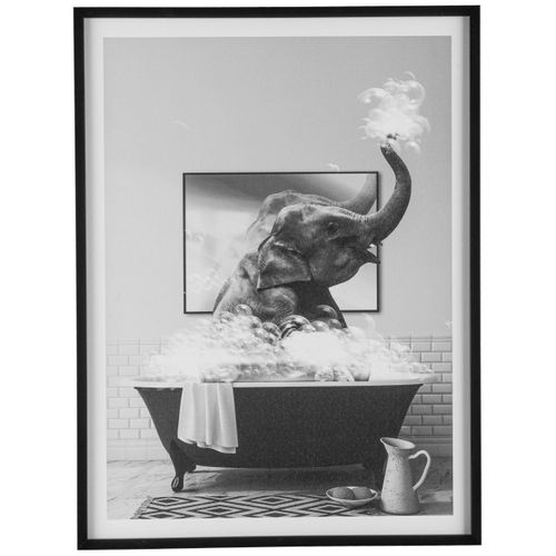 4064118323624 - Bild mit Rahmen CREATIV HOME Leinwandbild Elefant in Badewanne bunt (farbe rahmen schwarz farbe bild(er) bunt) B30cm H40cm T18cm Canvas Kunststoff Bilder mit Rahmen