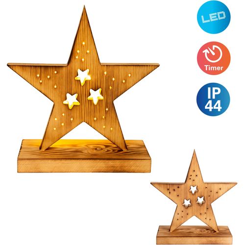 4003222883549 - LED Dekoobjekt NÄVE LED-Holzstern H 29cm Weihnachtsdeko Lampen Gr 1 flammig Höhe 29 cm 1 St beige (natur) Fensterdeko Weitere Weihnachtsdeko Timerfunktionwarmweiß Aussenbereich geeignet