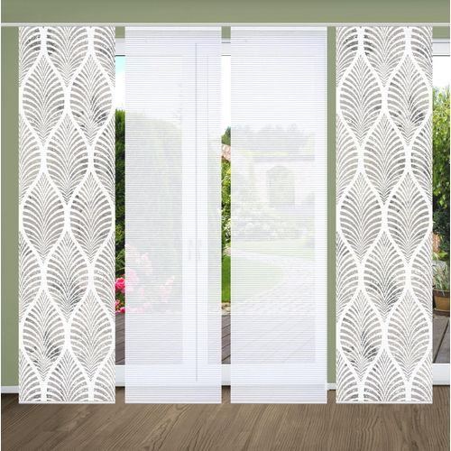 4056751443869 - Schiebegardine HOME IN GREEN VIDARO Gr 1 grau B60cm H245cm Polyester Gardinen SET DIGITALDRUCKBAMBUSOPTIK RECYCELT