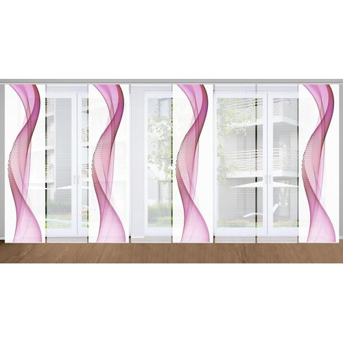 4056751444613 - Schiebegardine HOME IN GREEN NEVOLA Gr 1 lila (beere) B60cm H245cm Polyester Gardinen SET DIGITALDRUCKBAMBUSOPTIK RECYCELT