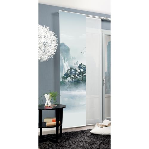 4056751538299 - Schiebegardine HOME WOHNIDEEN VITNAM LINKS Gr 1 grün B60cm H245cm Polyester Gardinen Schiebewand Seidenoptik Digitaldruck