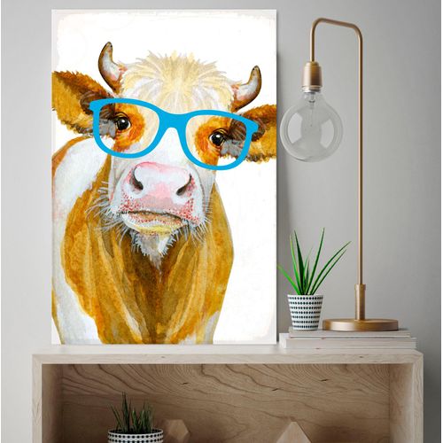 4067437337860 - Metallbild QUEENCE Gea Bilder Gr B H 30 cm x 45 cm Metallbild Kuh Hochformat 1 St braun Metallbilder Stahlschilder