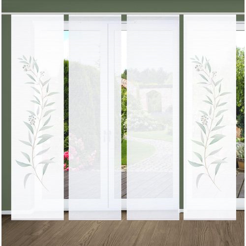 4056751515634 - Schiebegardine HOME IN GREEN CELSO Gr 1 grün (mint) B60cm H245cm Polyester Gardinen SET DIGITALDRUCKBAMBUSOPTIK RECYCELT