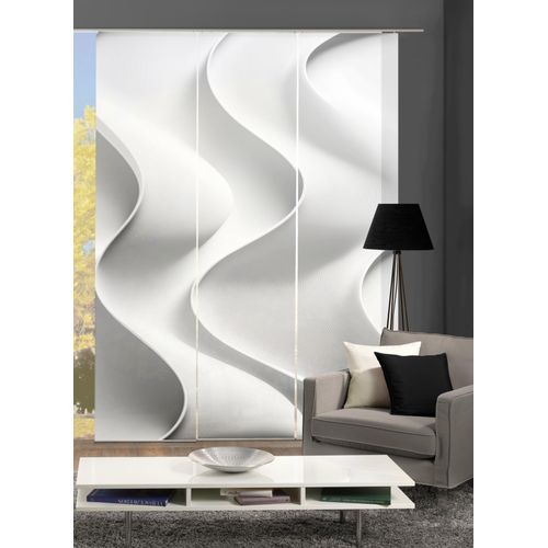 4056751514026 - Schiebegardine HOME WOHNIDEEN GORETI 3ER SET Gr 1 grau B60cm H245cm Polyester Gardinen SETSEIDENOPTIKDIGITALDRUCK