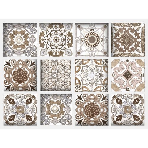 4049008923139 - Fliesenaufkleber HOME AFFAIRE Ornamente grau (grau braun) B15cm H15cm Fliesenaufkleber Stickerfliesen selbstklebend Sticker 12er Set