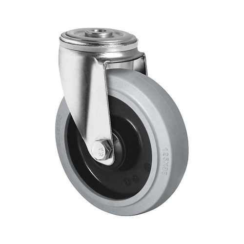 4260654032215 - Elastik-Reifen auf PA-Felge Rad-Ø x Breite 200 x 46 mm Rückenloch Lenkrolle kaiserkraft