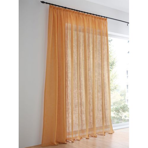 6930325717373 - Gardine HEINE HOME Gardinen Gr 225 cm Universalzugband 140 cm gelb (curry) Halbtransparente Gardinen