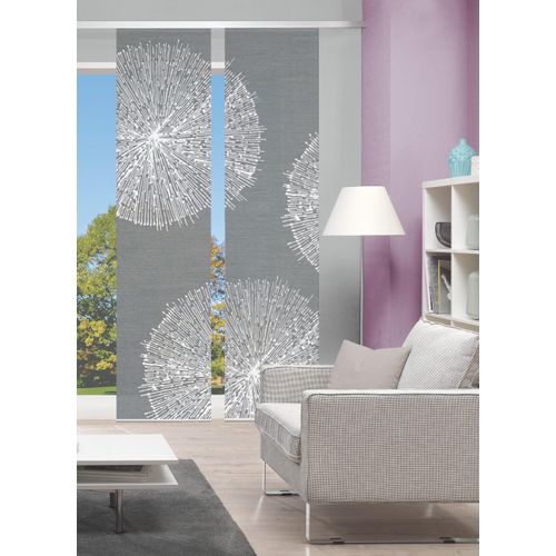 4056751297806 - Schiebegardine VISION S 2ER SET CRESTON Gr 1 grau B60cm H260cm Polyester Gardinen HxB 260x60 Schiebevorhang 2er Set Digitaldruck