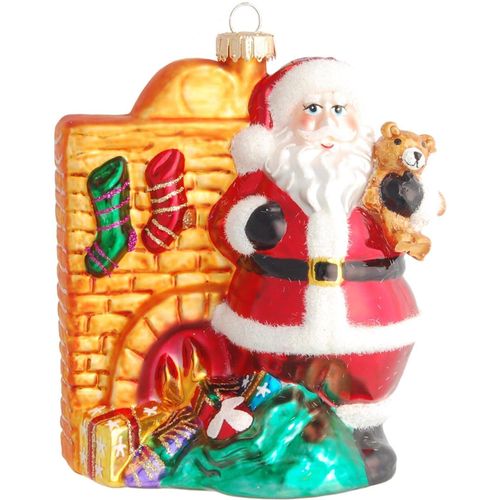 0024762802870 - Christbaumschmuck KREBS GLAS LAUSCHA Santa vor dem Kamin Weihnachtsdeko Christbaumschmuck bunt B11cm H125cm T115cm Glas Weihnachtsbaumschmuck mundgeblasen