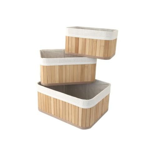 4052304263403 - Bambus Aufbewahrungskorb 3er Set mit Stoffeinlage verschiedene Größen