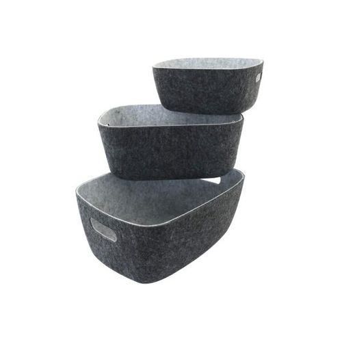 4036812129871 - Filz Aufbewahrungskorb 3er Set anthrazit grau verschiedene Größen 36 32 26 cm 4036812129871 - Filz Aufbewahrungskorb 3er Set anthrazit grau verschiedene Größen 36 32 26 cm