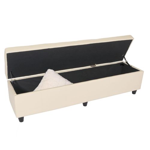 4052826034987 - Aufbewahrungs-Truhe Sitzbank Arezzo XXL Leder 180x45x45cm ~ creme 4052826034987 - Aufbewahrungs-Truhe Sitzbank Arezzo XXL Leder 180x45x45cm ~ creme