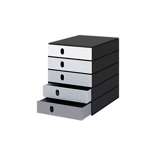 7612176083928 - Schubladenbox Styroval Pro Color Flow für Formate bis C4 5 geschlossene Schübe 100 % Polystyrol-Regenerat grau schwarz Farbverlauf 7612176083928 - Schubladenbox Styroval Pro Color Flow für Formate bis C4 5 geschlossene Schübe 100 % Polystyrol-Regenerat grau schwarz Farbverlauf