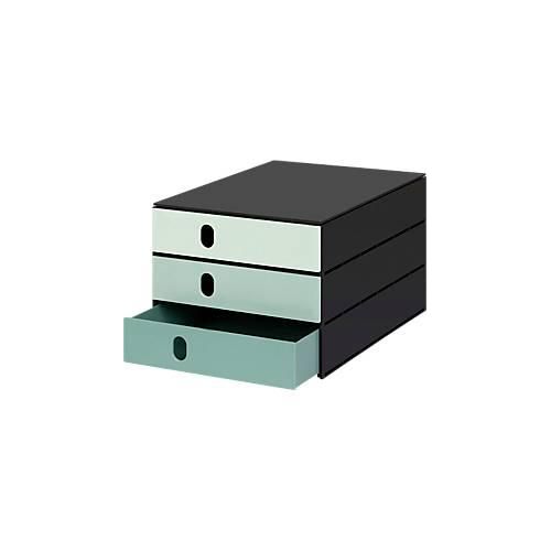 7612176083942 - Schubladenbox Styroval Pro Color Flow für Formate bis C4 3 geschlossene Schübe 100 % Polystyrol-Regenerat grün schwarz Farbverlauf 7612176083942 - Schubladenbox Styroval Pro Color Flow für Formate bis C4 3 geschlossene Schübe 100 % Polystyrol-Regenerat grün schwarz Farbverlauf
