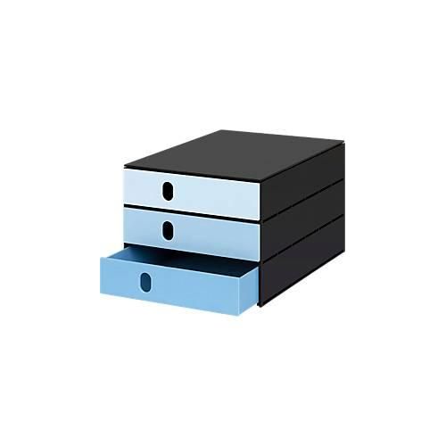 7612176083935 - Schubladenbox Styroval Pro Color Flow für Formate bis C4 3 geschlossene Schübe 100 % Polystyrol-Regenerat blau schwarz Farbverlauf