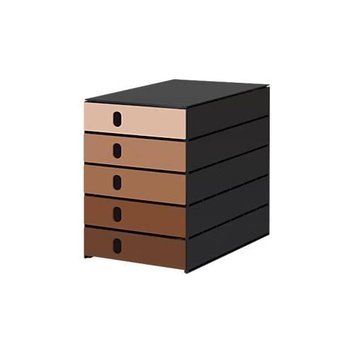 7612176095396 - Schubladenbox Styroval Pro Color Flow für Formate bis C4 5 geschlossene Schübe 100 % Polystyrol-Regenerat mocca schwarz Farbverlauf