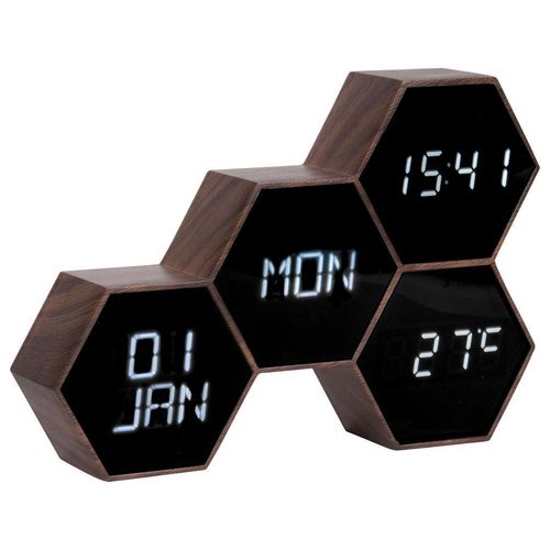 8714302659072 - Wecker Six in the mix  Braun  Kunststoff  175x12x45 cm  Kalenderanzeige Wochentaganzeige Weckfunktion 3D-Zahlen umstellbar von °C