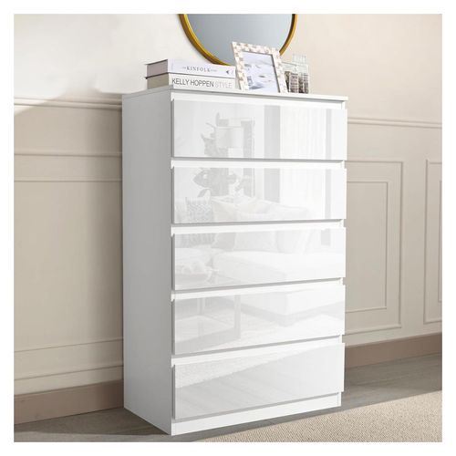 4255701927385 - Sideboard Kenji 5 Schubladen Hochglanz Weiß