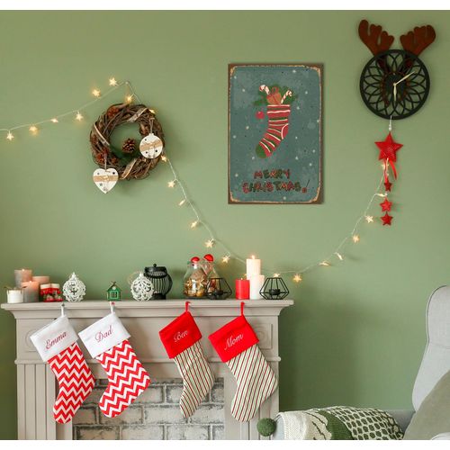 4067437340402 - Metallbild QUEENCE Merry Christmas Bilder Gr B H 30 cm x 45 cm Metallbild Hochformat 1 St rot (rot grün) Metallbilder Stahlschilder