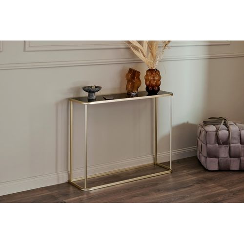 4050088033465 - Konsolentisch JAHNKE CIRCO CONSOLE gold (schwarzglas gold goldfarben schwarzglas) B100cm H76cm T30cm Tische gebogene Rahmenteile Konsole Beistelltisch 4050088033465 - Konsolentisch JAHNKE CIRCO CONSOLE gold (schwarzglas gold goldfarben schwarzglas) B100cm H76cm T30cm Tische gebogene Rahmenteile Konsole Beistelltisch