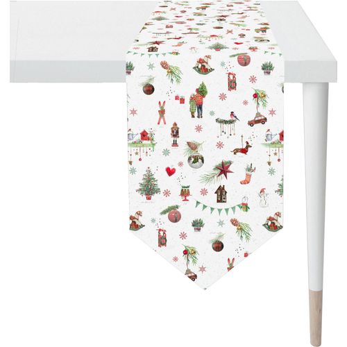 4003440279926 - Tischband APELT 6200 WINTERWELT Weihnachtsdeko Weihnachten bunt (weiß bunt) B32cm L175cm Baumwolle Polyester Tischdecken Digitaldruck