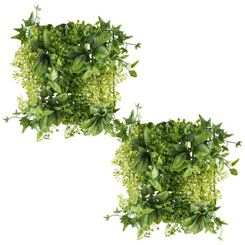 4064118242307 - Kunstpflanze CREATIV GREEN Wandmatte Blätter-Mix grün B25cm H25cm T4cm Kunststoff Kunstpflanzen als perfekte Wand-Deko