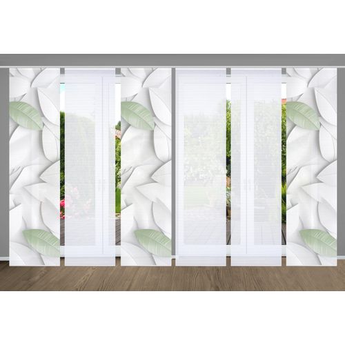 4056751515207 - Schiebegardine HOME IN GREEN LISON Gr 1 grün B60cm H245cm Polyester Gardinen SET DIGITALDRUCKBAMBUSOPTIK RECYCELT