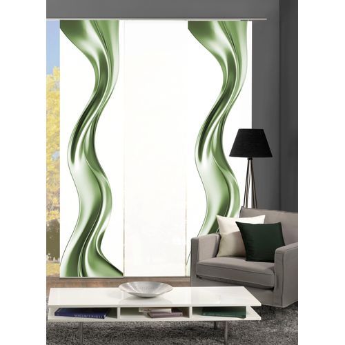 4056751516518 - Schiebegardine HOME WOHNIDEEN OAKLEY Gr 1 grün B60cm H245cm Polyester Gardinen SCHIEBEVORHANGSETSEIDENOPTIKDIGIDRUCK