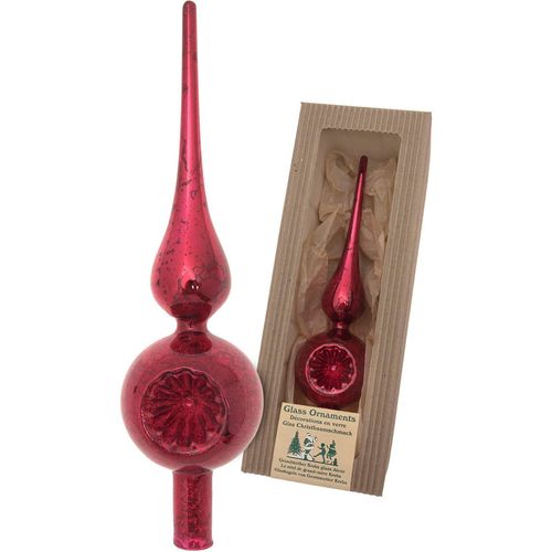 0024762243345 - Christbaumspitze KREBS GLAS LAUSCHA Antike Mercury Glas Reflexspitze rot B7cm H27cm T10cm Glas Weihnachtsbaumschmuck Christbaumspitze aus Glas mundgeblasen handgefertigt
